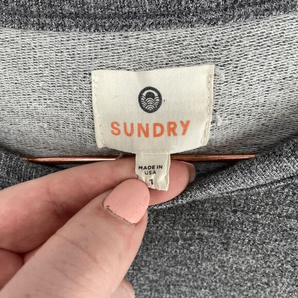 Anthropologie Sundry Good times Roll Women gray preowned round neck sweatshirt S - Picture 6 of 6